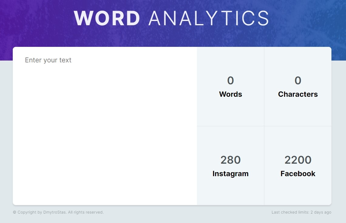 Word Analytics project